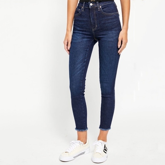 NWT Free People Raw High Rise Fray Hem Jeggings In Deep Indigo Blue - Picture 3 of 9